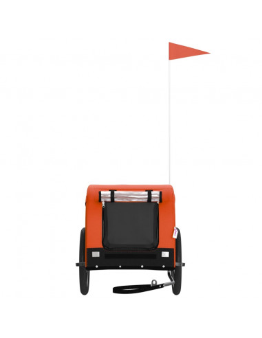 Rimorchio da Bici per Animali Arancione e Nero Oxford e Ferro