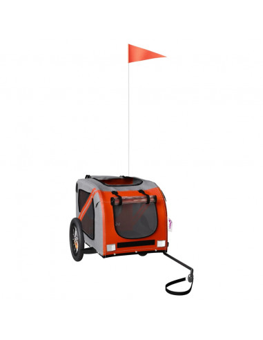 Rimorchio da Bici per Animali Arancione e Grigio Oxford e Ferro