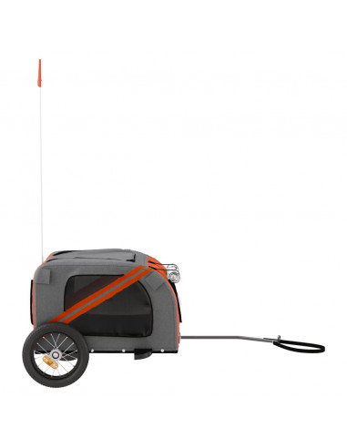 Rimorchio da Bici per Animali Arancione e Grigio Oxford e Ferro