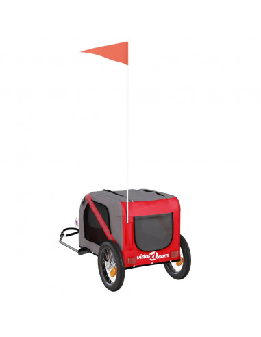 Rimorchio da Bici per Animali Rosso e Grigio Oxford e Ferro