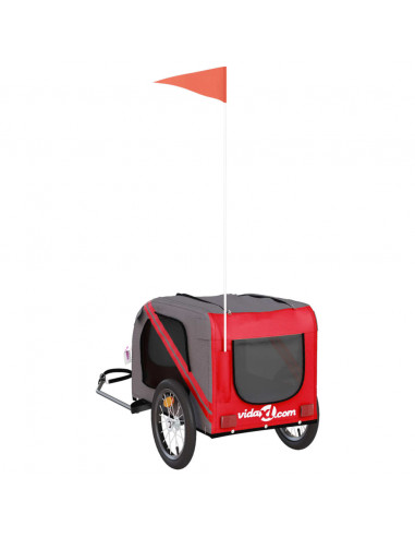 Rimorchio da Bici per Animali Rosso e Grigio Oxford e Ferro