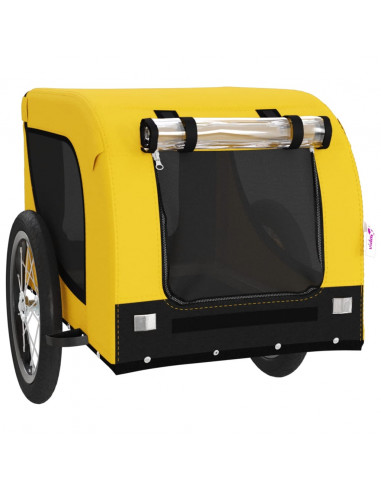 Rimorchio da Bici per Animali Giallo e Nero Oxford e Ferro