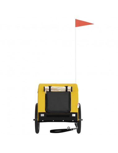 Rimorchio da Bici per Animali Giallo e Nero Oxford e Ferro