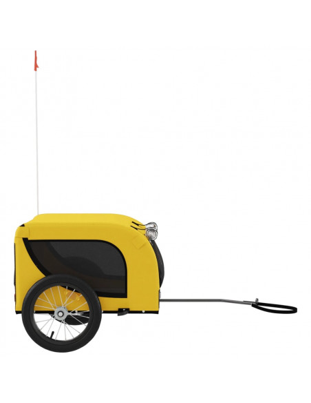 Rimorchio da Bici per Animali Giallo e Nero Oxford e Ferro