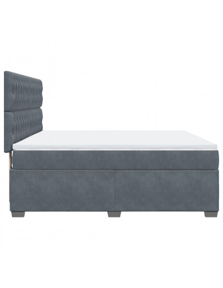 Giroletto a Molle con Materasso Grigio Scuro 180x200 cm Velluto