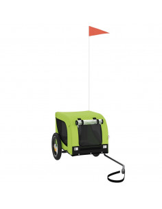 Rimorchio da Bici per Animali Verde e Nero Oxford e Ferro 2