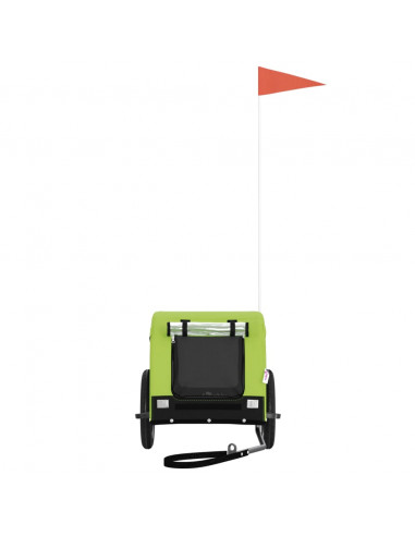 Rimorchio da Bici per Animali Verde e Nero Oxford e Ferro