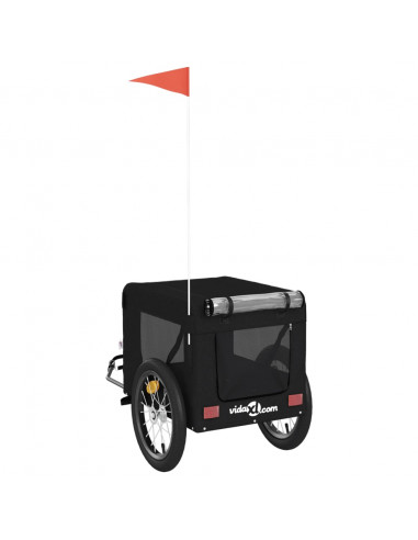 Rimorchio da Bici per Animali Nero Oxford e Ferro