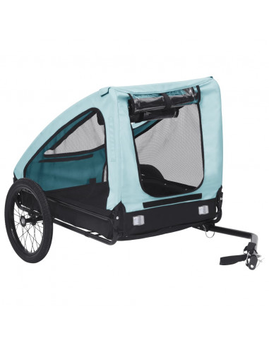 Rimorchio da Bici per Animali Domestici Blu e Nero