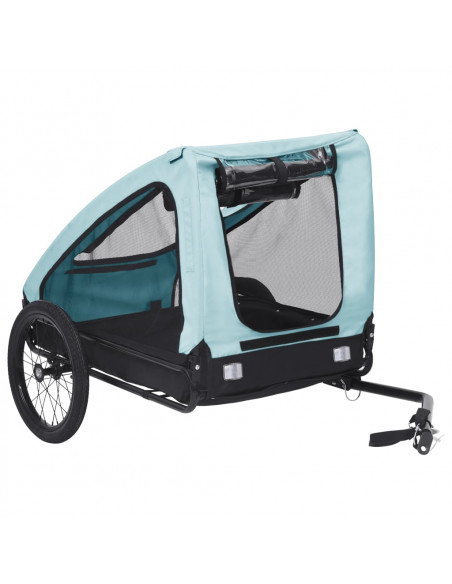 Rimorchio da Bici per Animali Domestici Blu e Nero