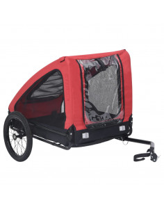 Rimorchio da Bici per Animali Domestici Rosso e Nero 2