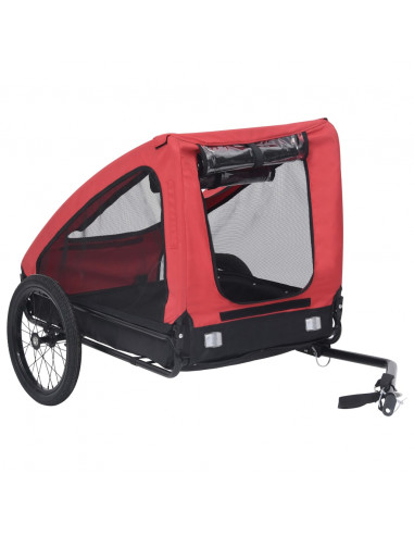 Rimorchio da Bici per Animali Domestici Rosso e Nero