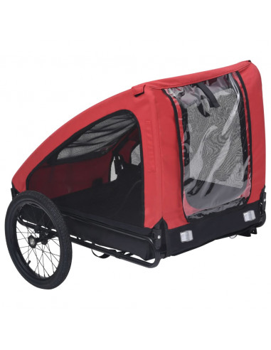 Rimorchio da Bici per Animali Domestici Rosso e Nero