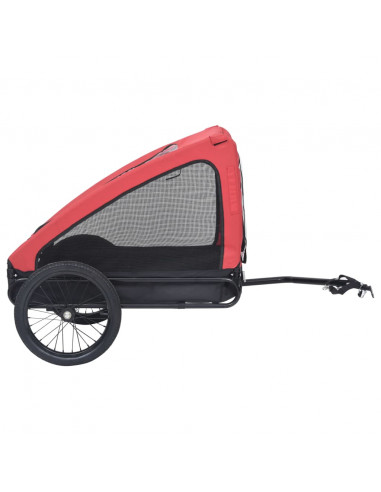 Rimorchio da Bici per Animali Domestici Rosso e Nero