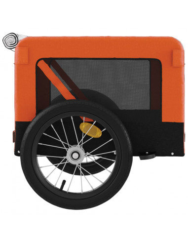 Rimorchio da Bici per Animali Arancione e Nero Oxford e Ferro