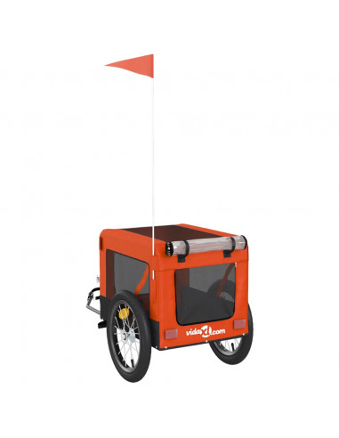 Rimorchio da Bici per Animali Arancione e Nero Oxford e Ferro