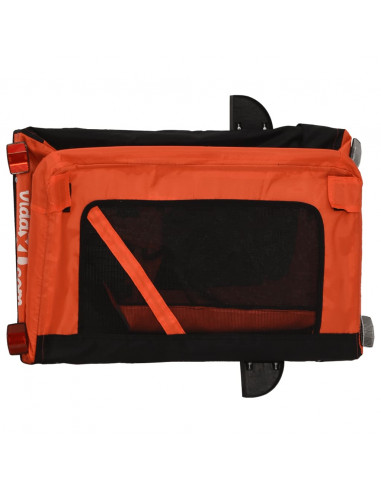 Rimorchio da Bici per Animali Arancione e Nero Oxford e Ferro