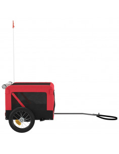 Rimorchio da Bici per Animali Rosso e Nero Oxford e Ferro 2