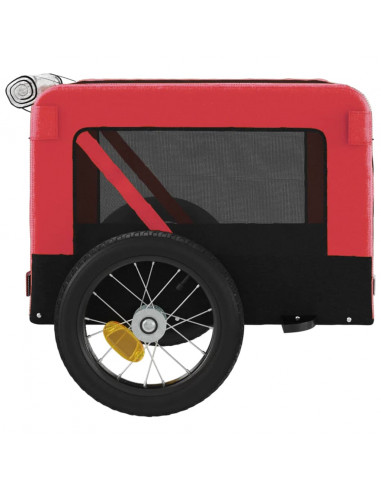 Rimorchio da Bici per Animali Rosso e Nero Oxford e Ferro