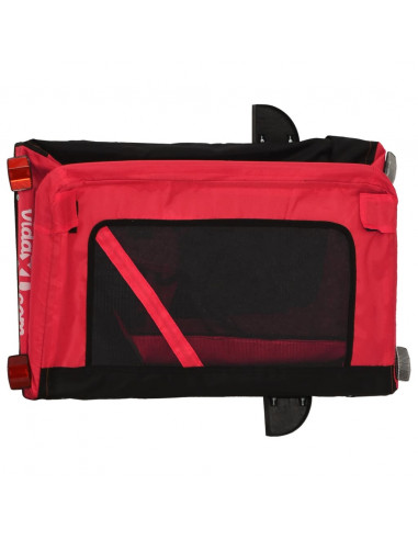 Rimorchio da Bici per Animali Rosso e Nero Oxford e Ferro