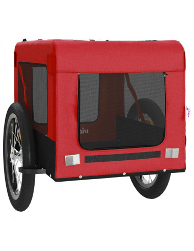 Rimorchio da Bici per Animali Rosso e Nero Oxford e Ferro