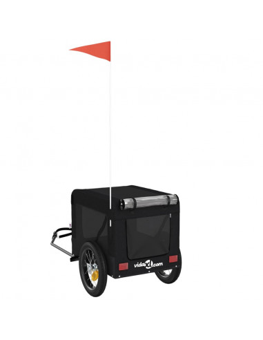 Rimorchio da Bici per Animali Nero Oxford e Ferro