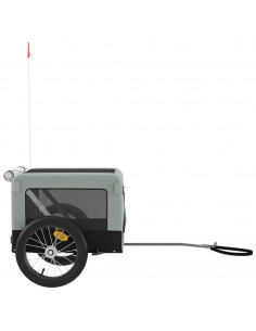 Rimorchio da Bici per Animali Grigio e Nero Oxford e Ferro 2