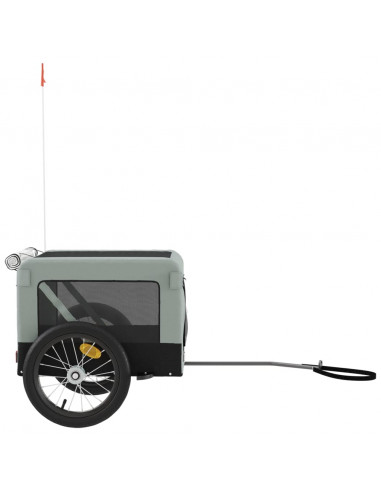 Rimorchio da Bici per Animali Grigio e Nero Oxford e Ferro