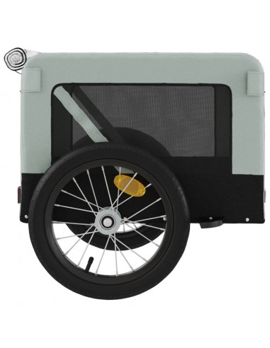 Rimorchio da Bici per Animali Grigio e Nero Oxford e Ferro