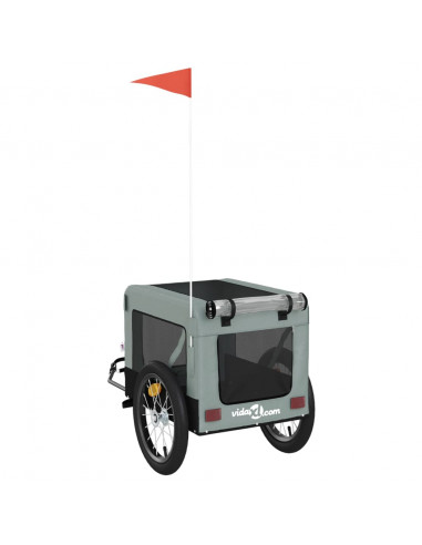 Rimorchio da Bici per Animali Grigio e Nero Oxford e Ferro