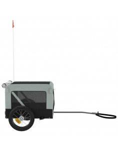 Rimorchio da Bici per Animali Grigio e Nero Oxford e Ferro 2