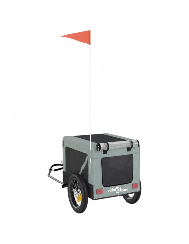 Rimorchio da Bici per Animali Grigio e Nero Oxford e Ferro