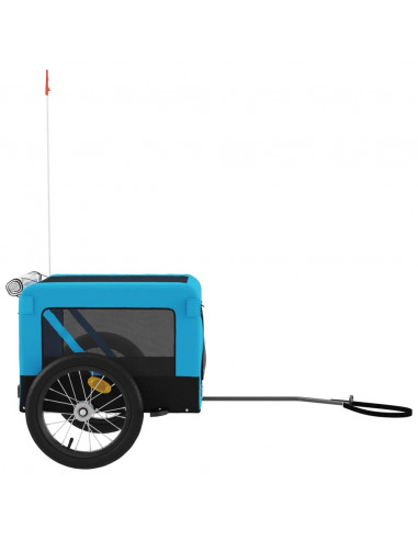 Rimorchio da Bici per Animali Blu e Nero Oxford e Ferro