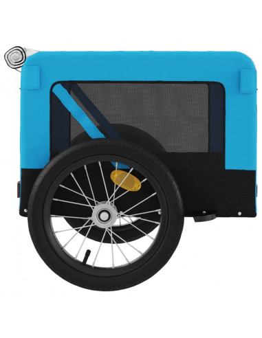 Rimorchio da Bici per Animali Blu e Nero Oxford e Ferro