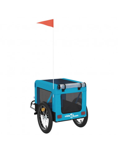 Rimorchio da Bici per Animali Blu e Nero Oxford e Ferro
