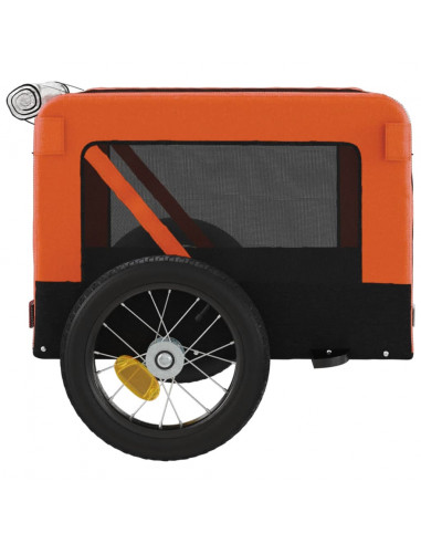 Rimorchio da Bici per Animali Arancione e Nero Oxford e Ferro