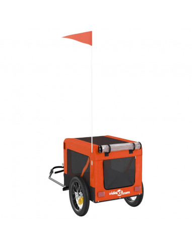 Rimorchio da Bici per Animali Arancione e Nero Oxford e Ferro