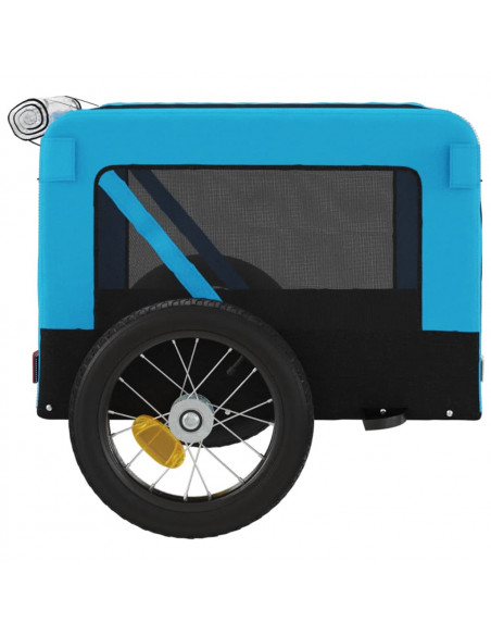 Rimorchio da Bici per Animali Blu e Nero Oxford e Ferro
