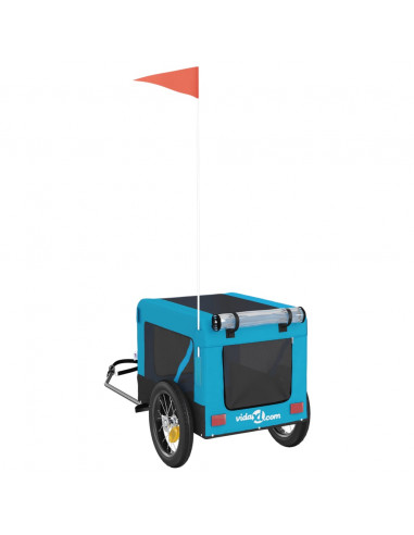 Rimorchio da Bici per Animali Blu e Nero Oxford e Ferro