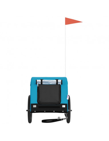 Rimorchio da Bici per Animali Blu e Nero Oxford e Ferro