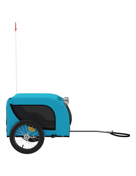 Rimorchio da Bici per Animali Blu e Nero Oxford e Ferro