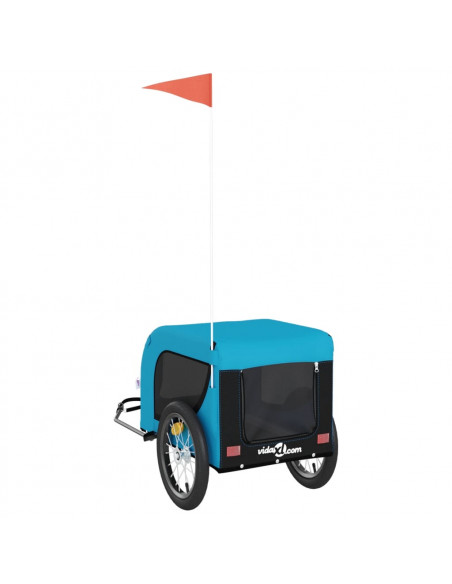 Rimorchio da Bici per Animali Blu e Nero Oxford e Ferro
