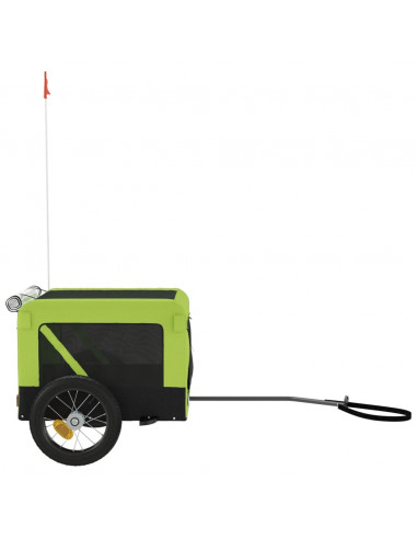 Rimorchio da Bici per Animali Verde e Nero Oxford e Ferro