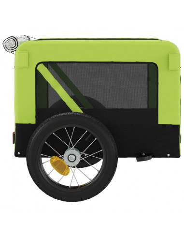 Rimorchio da Bici per Animali Verde e Nero Oxford e Ferro