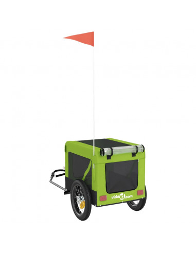 Rimorchio da Bici per Animali Verde e Nero Oxford e Ferro