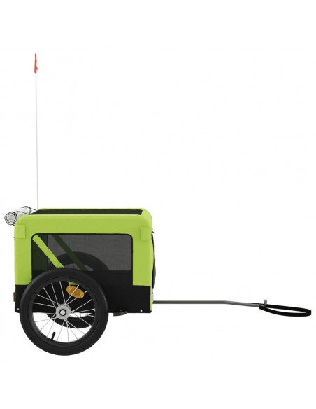 Rimorchio da Bici per Animali Verde e Nero Oxford e Ferro