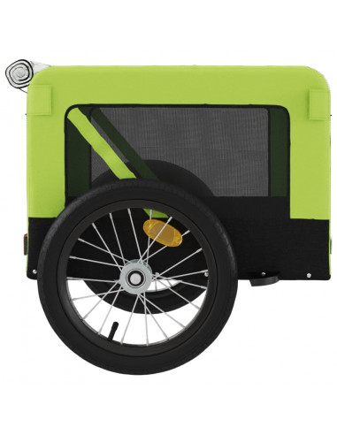 Rimorchio da Bici per Animali Verde e Nero Oxford e Ferro
