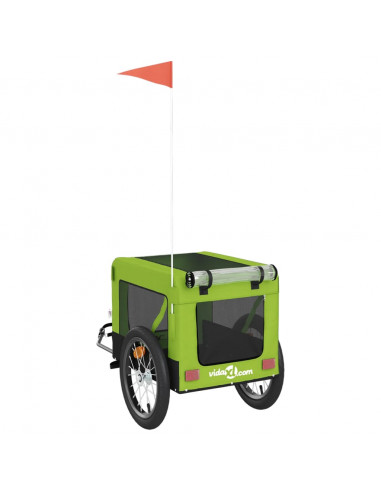 Rimorchio da Bici per Animali Verde e Nero Oxford e Ferro