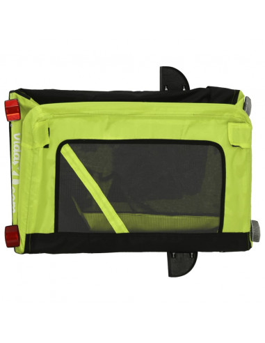 Rimorchio da Bici per Animali Verde e Nero Oxford e Ferro