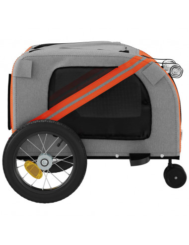 Rimorchio da Bici per Animali Arancione e Nero Oxford e Ferro